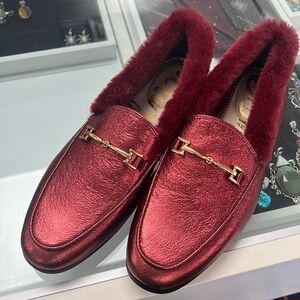 SAM EDELMAN Burgundy LORAINE Fur Loafer